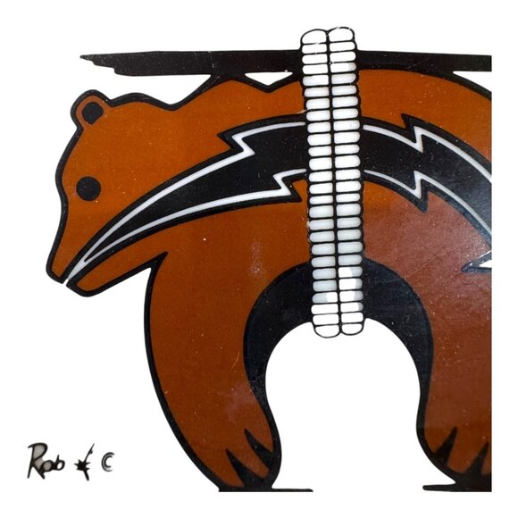 Native American Pottery Fetish Bear Decorative Plate & Kokopelli 8" By Rob READ - Picture 2 of 6